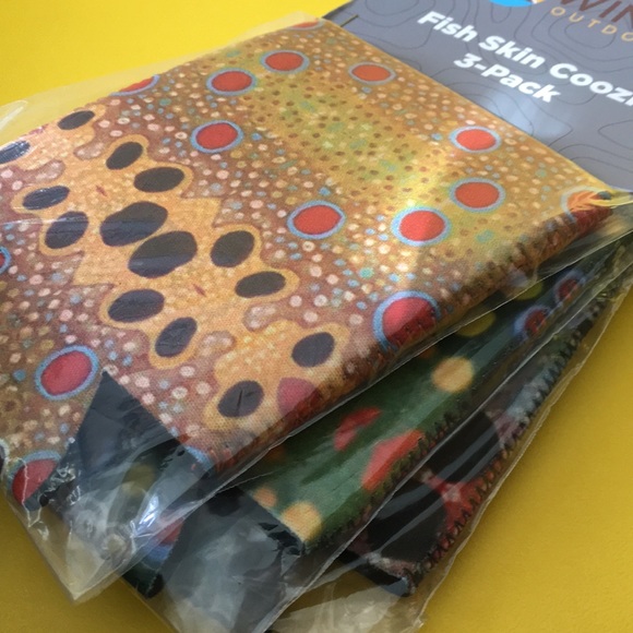 COOZIE 3pk CAN COOLER fish skin print neoprene NEW KOOZIE soda pop beer holder - Picture 4 of 6